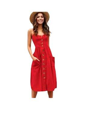COTTON CANDY LA- WOMENS RED SIDE ZIP-UP CLOSURE HALTER DRESS SIZE SMALL